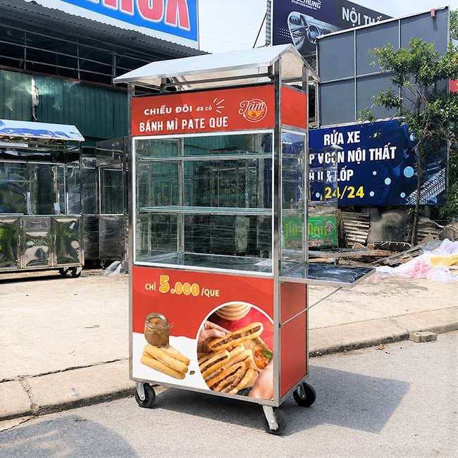 Xe bánh mì que mái chùa 1m kích thước nhỏ gọn