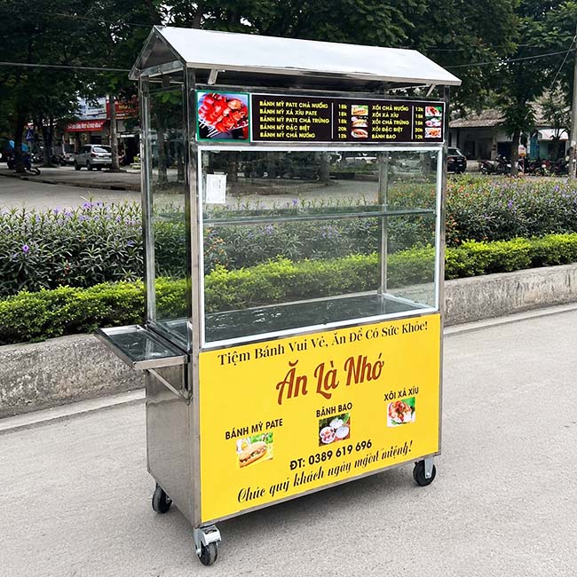 Xe bánh mì que mái chùa 1m2 Quang Huy giá tốt