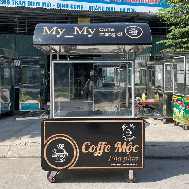 Xe cà phê mái vòm 1m decal đen