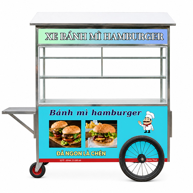 Xe đẩy bánh mì Hamburger mái chùa 1m8 XI-180-MA