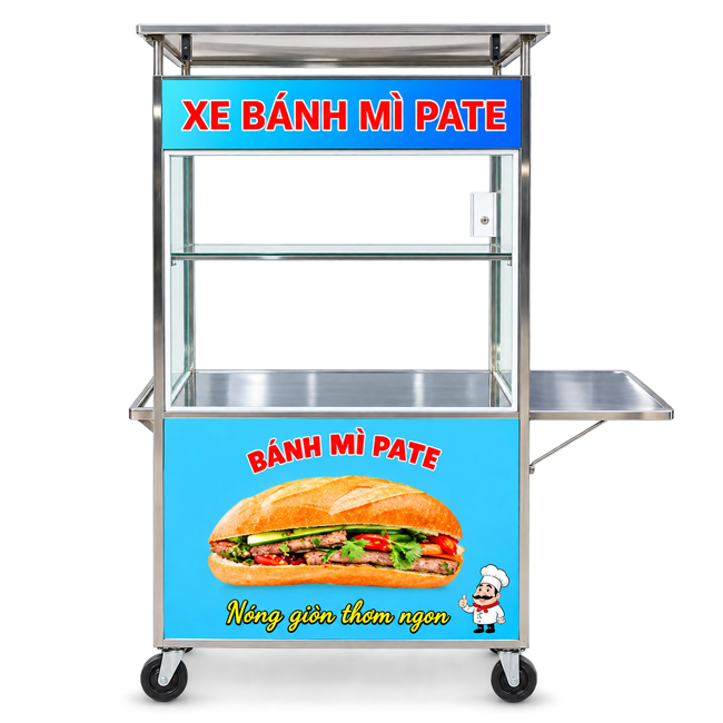 Xe đẩy bánh mì Pate mái bằng 90cm XI-90-MB