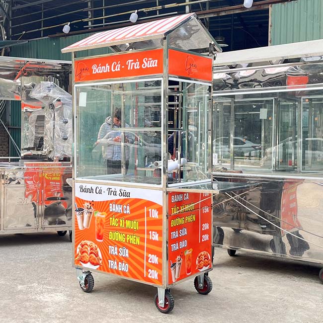Xe trà sữa mái chùa 1m thiết kế bắt mắt