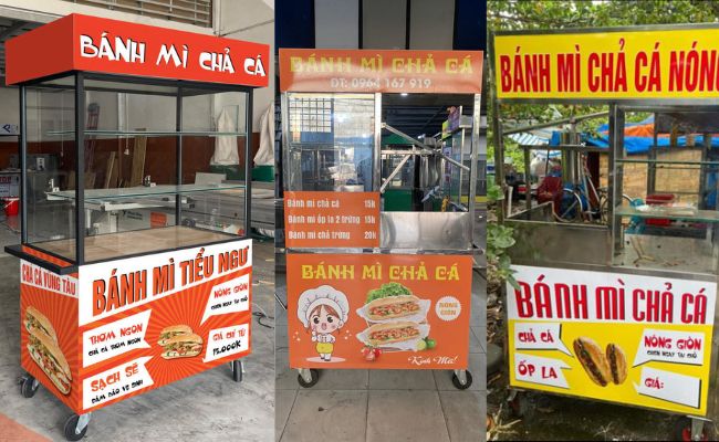 Giá bán xe bánh mì chả cá cũ tùy thuộc vào kích thước