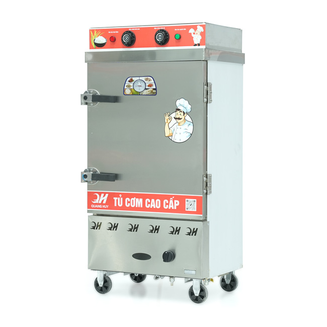 Tủ cơm công nghiệp điện gas 8 khay inox 201 TC8DGL-NK