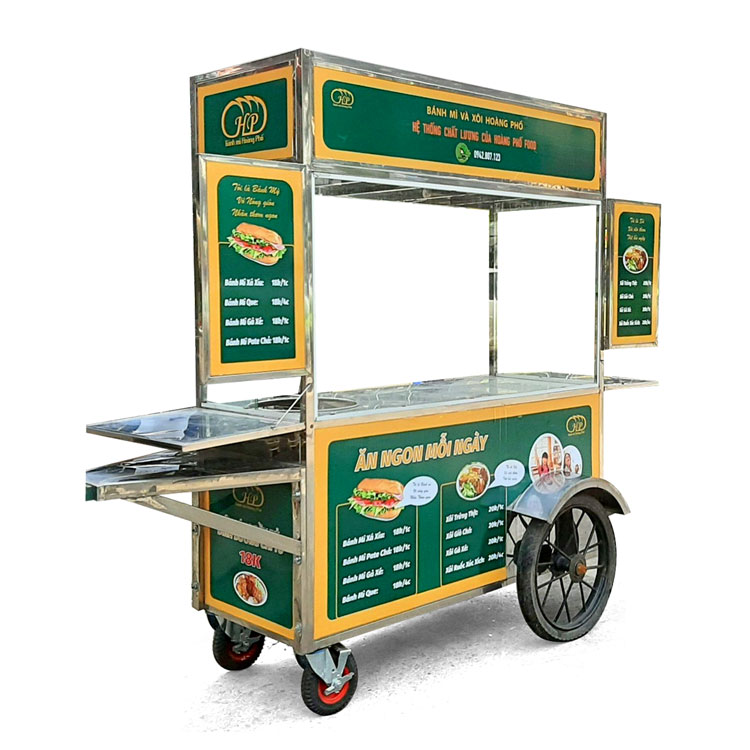 Bàn giao xe bán xôi bánh mì mái bằng 2m