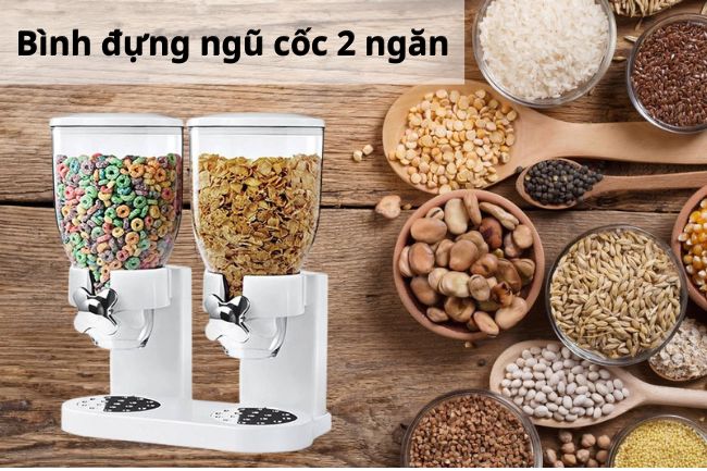 Bình đựng ngũ cốc 2 ngăn