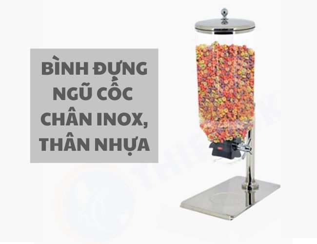 Bình đựng ngũ cốc chân inox, thân nhựa PC