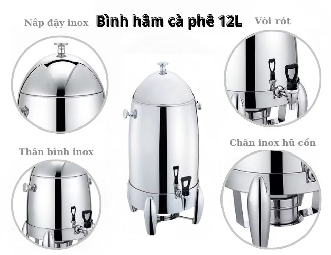 Cấu tạo bình hâm cà phê 12L