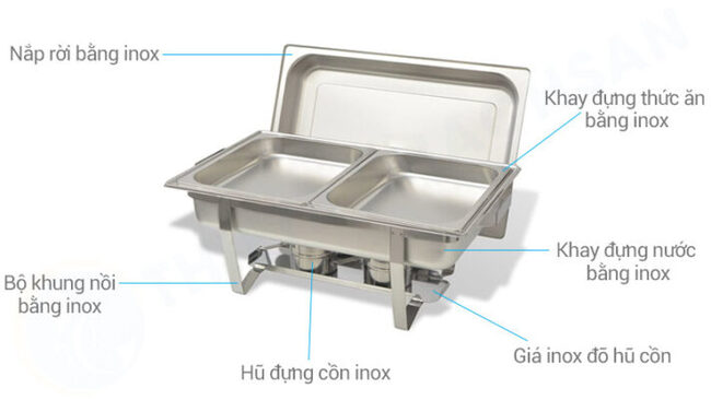 Cấu tạo nồi hâm buffet chữ nhật DC833-1