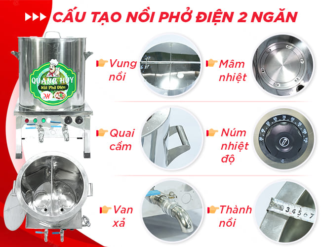 Cấu tạo nồi phở điện 2 ngăn