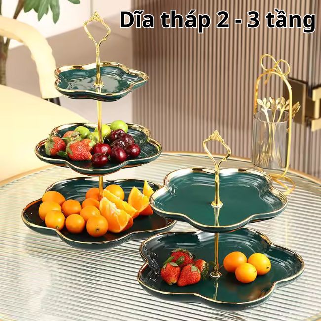 Dĩa tháp 2 3 tầng hình hoa