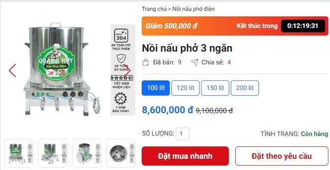 Giá nồi nấu phở 3 ngăn 100l