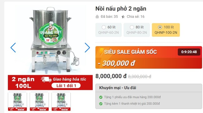 Giá nồi nấu phở 2 ngăn 100l