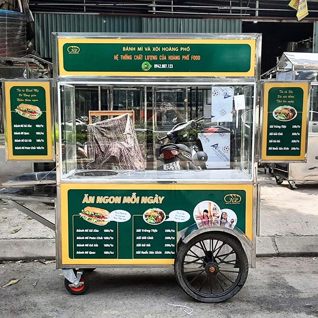 Hoàn thiện sản phẩm xe bán xôi bánh mì