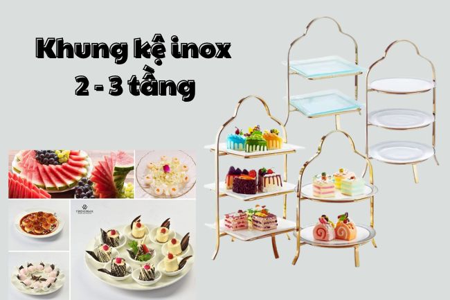 Khung kệ inox 2 3 tầng