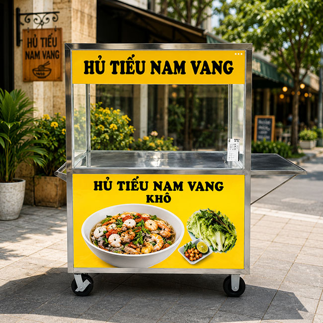 Ứng dụng thực tế xe hủ tiếu mái bằng 1m