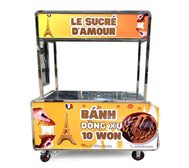 Xe bán bánh đồng xu 1m5 bán trước cổng trường