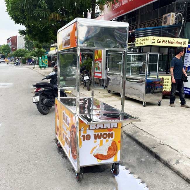 Xe bán bánh đồng xu 1m5 kinh doanh tại chợ đêm