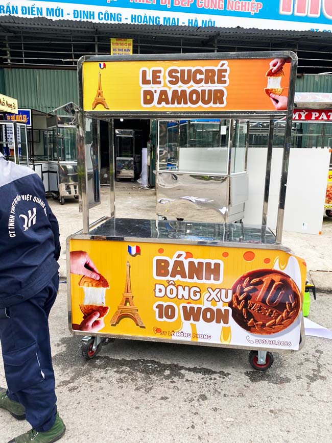 Xe bán bánh đồng xu 1m5 lưu động đa điểm bán