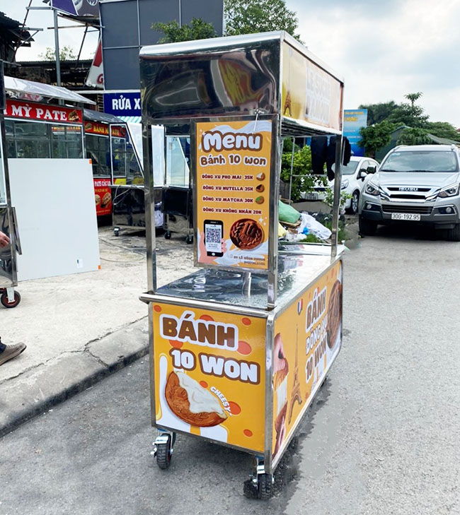 Xe bán bánh đồng xu 1m5 tạo cảm giác chuyên nghiệp