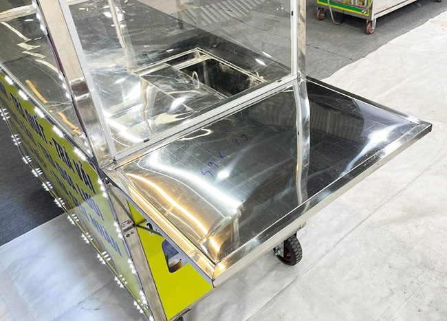 Xe bán sữa chua hoa quả 1m5 inox bền bỉ