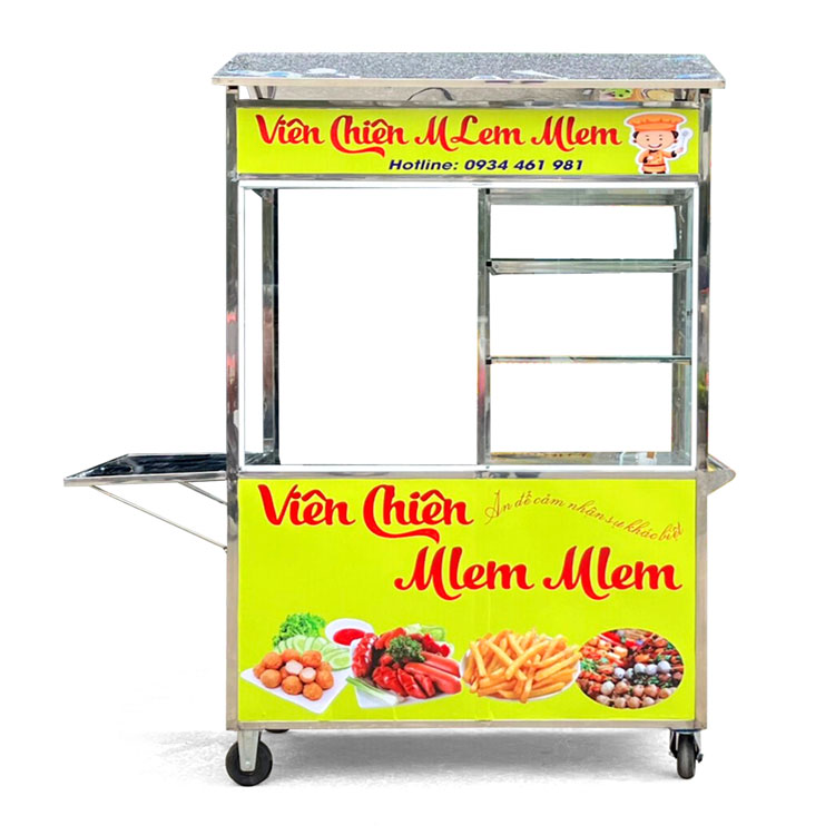 Xe bán viên chiên 1m5 mái bằng V1500-B