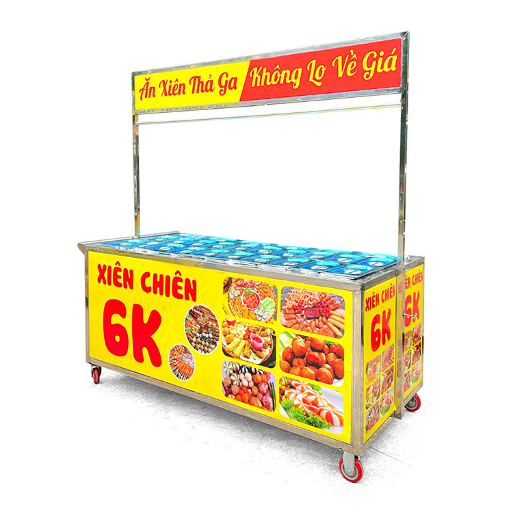 Xe bán xiên que 2m mái bằng V2000-B