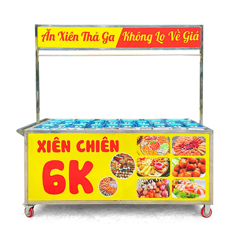 Xe bán xiên que 2m mái bằng V2000-B