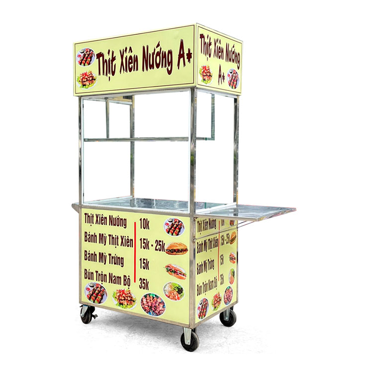 Xe bánh mì Thịt Nướng mái bằng 90cm TN900-B