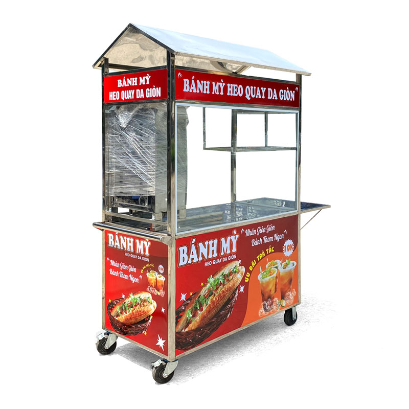 Xe bánh mì Thịt Nướng mái chùa 1m2 XBM-TNK1.2