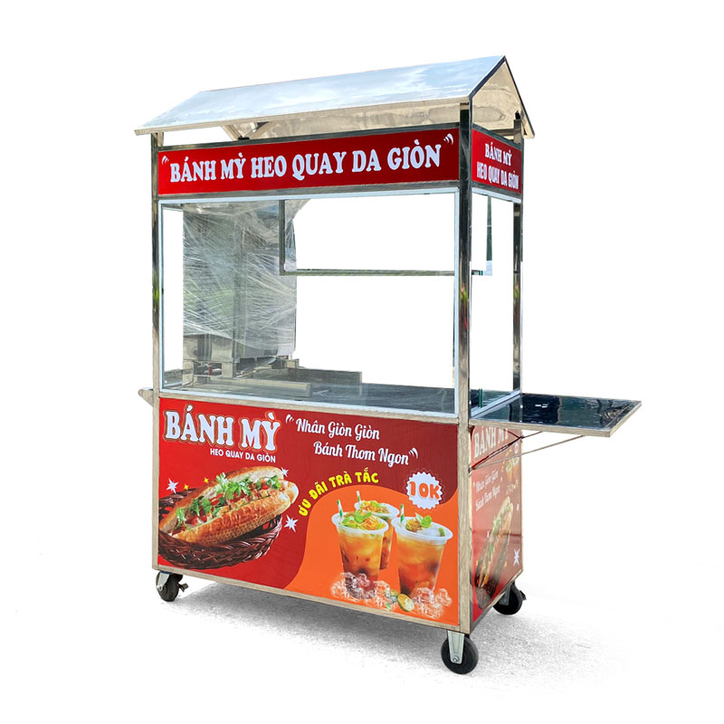 Xe bánh mì Thịt Nướng mái chùa 1m2 XBM-TNK1.2