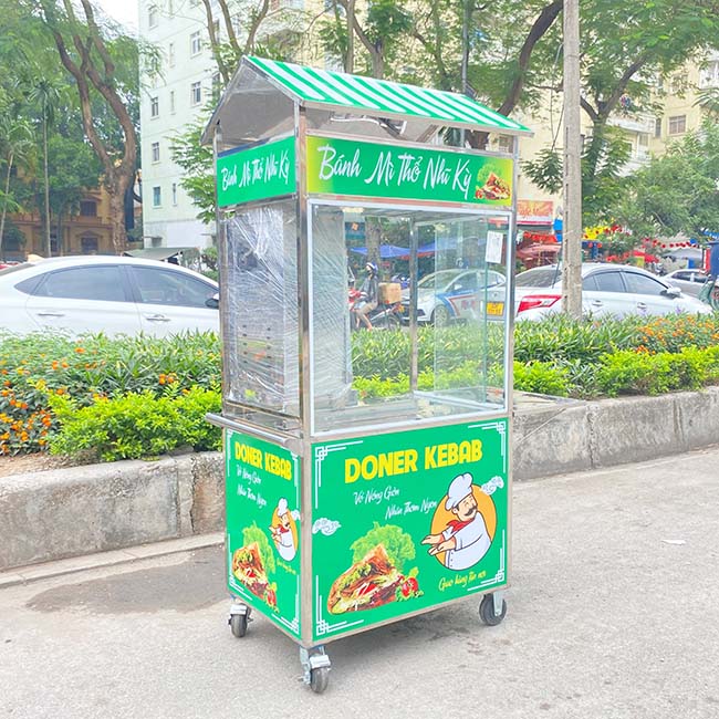Xe bánh mì thịt nướng mái chùa 1m phù hợp với nhiều người