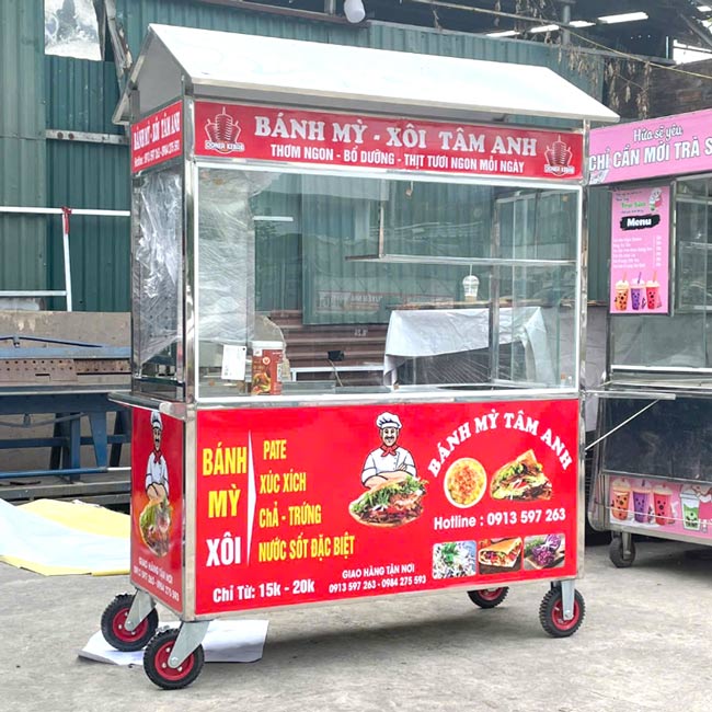 Xe bánh mì Thịt Nướng mái chùa 1m5 TN1500-C