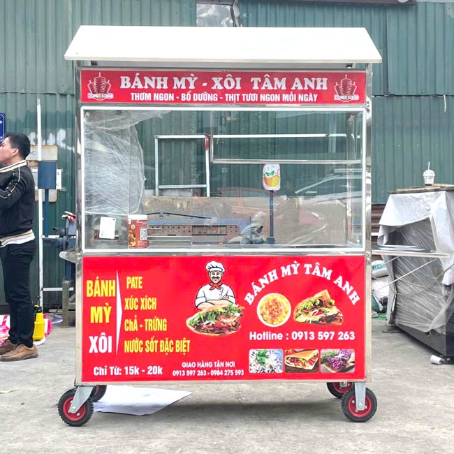 Xe bánh mì Thịt Nướng mái chùa 1m5 TN1500-C