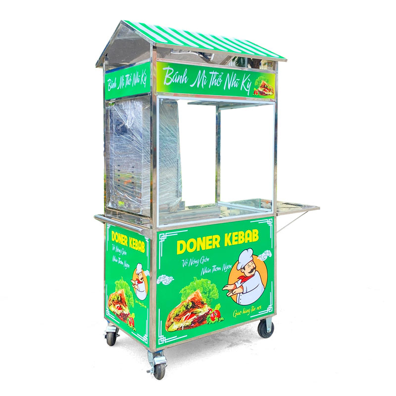 Xe bánh mì thịt nướng tăng tính chuyên nghiệp cho quầy bán hàng
