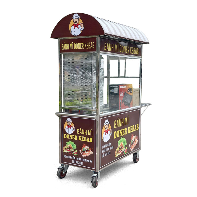 Xe bánh mì có lò nướng mái vòm 1m5 XBM-TNK1.5