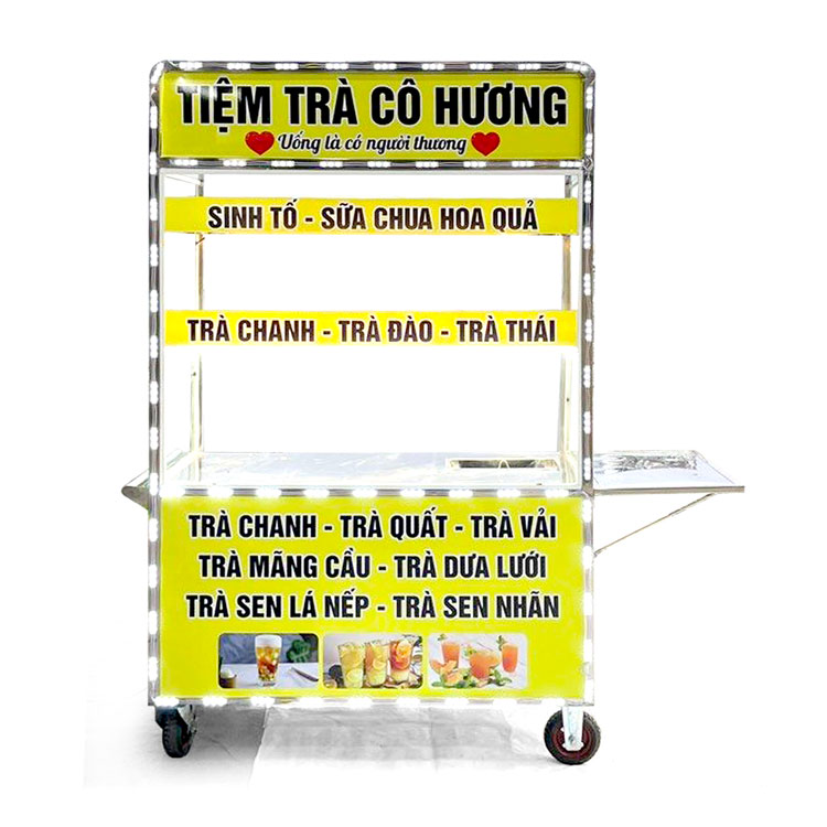 Xe bán sữa chua hoa quả 1m5 mái bằng V1500-B