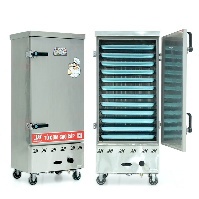 Tủ nấu cơm 12 khay nấu từ 40kg Gạo/Mẻ không điều khiển