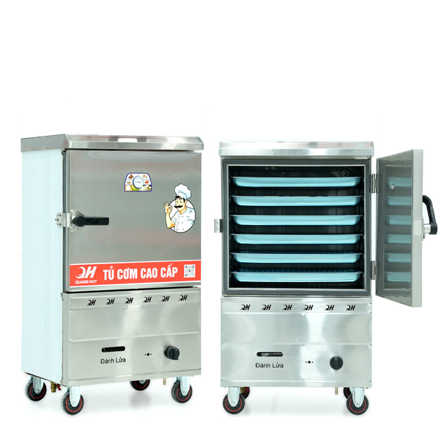 Tủ nấu cơm 6 khay nấu từ 20kg Gạo/Mẻ không điều khiển