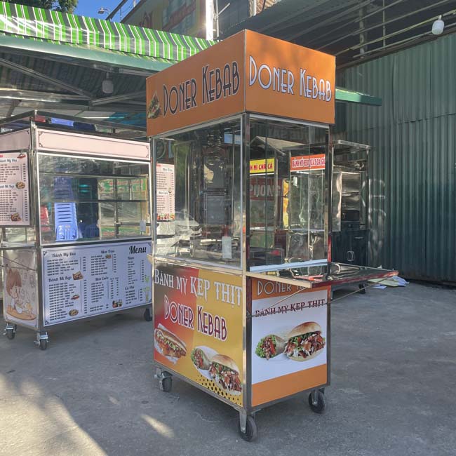 Xe bánh mì có lò nướng 1m màu cam