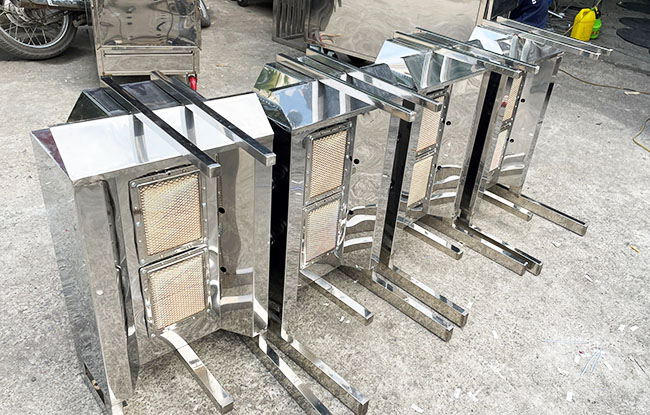 Khung vỏ inox lò nướng thịt doner kebab 2 buồng gas