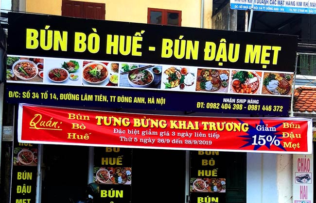 Mẫu bảng hiệu bún bò huế