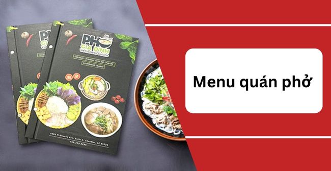 Menu quán phở