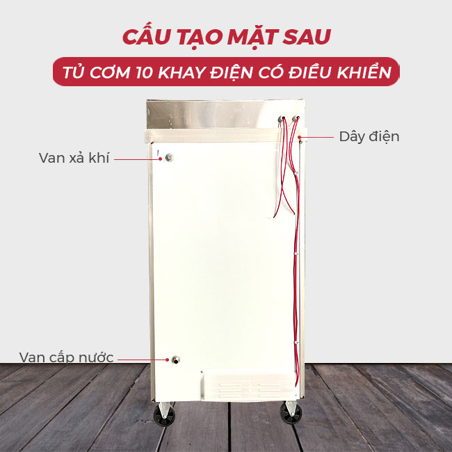 Cấu tạo mặt sau tủ cơm 10 khay điện CĐK