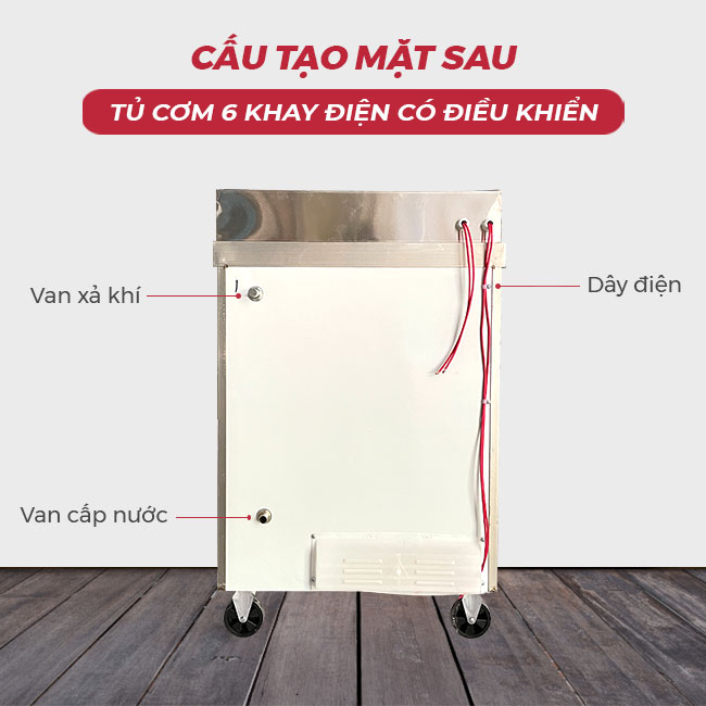 Cấu tạo mặt sau tủ cơm 6 khay điện CĐK