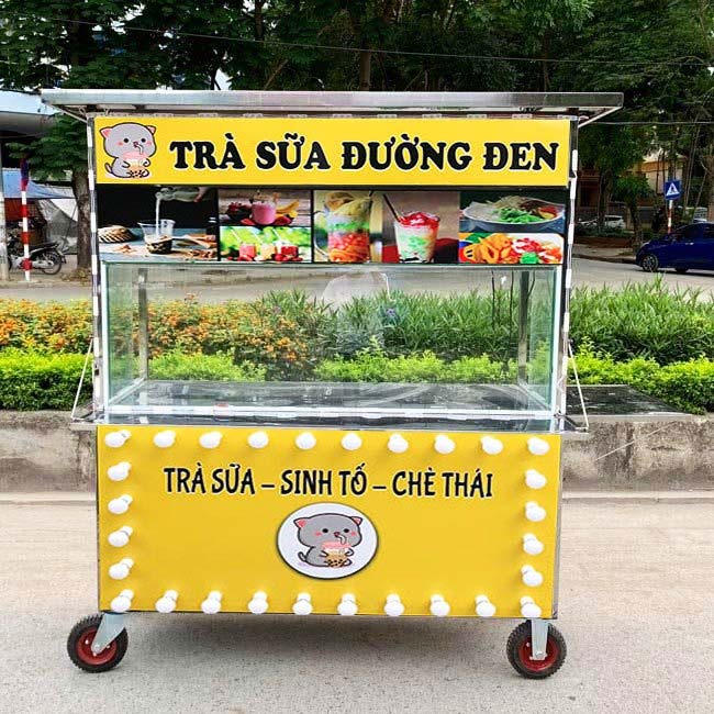 Xe bán trà sữa vàng