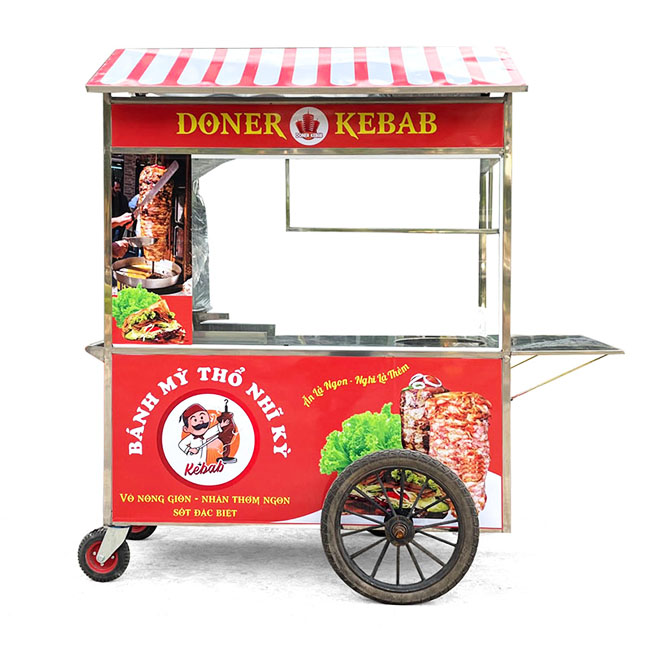 Xe bánh mì có lò nướng mái chùa 1m8 XBM-TNK1.8