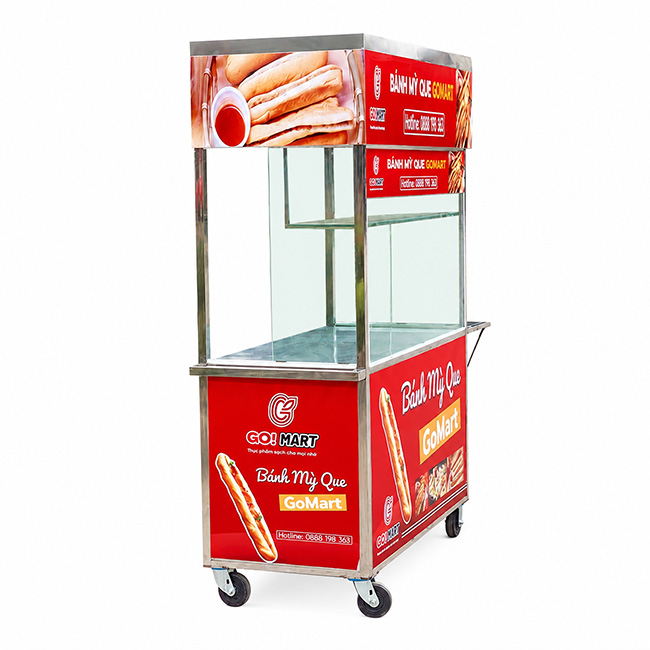 Xe bán bánh mì que 1m mái bằng XBM-Q1.0