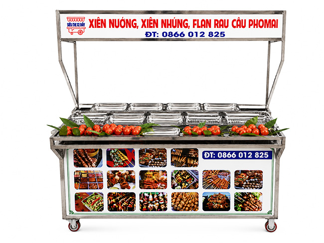 Báo giá xe bán thịt xiên nướng 1m5 mái bằng
