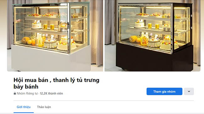 Hội nhóm thanh lý tủ bánh kem